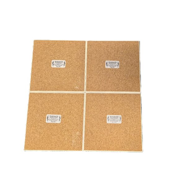 VTG Tilecrafts Staffordshire England Fruit Tiles – Set of 4, 5.8" Cork-Backed - Picture 3 of 4